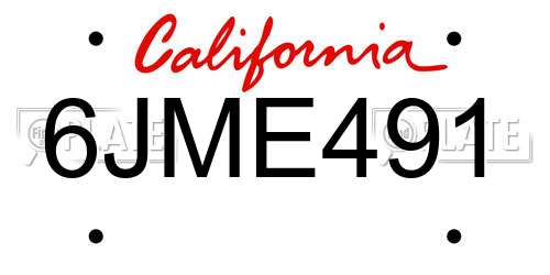 6JME491 California License Plate