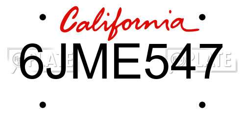 6JME547 California License Plate
