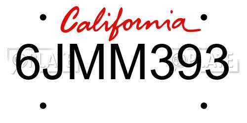 6JMM393 California License Plate