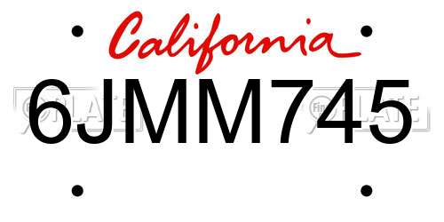 6JMM745 California License Plate