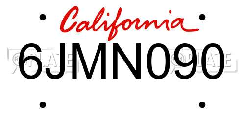 6JMN090 California License Plate