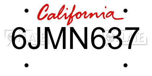 6JMN637 California License Plate