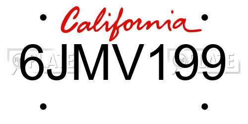 6JMV199 California License Plate