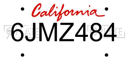 6JMZ484 California License Plate
