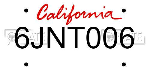 6JNT006 California License Plate