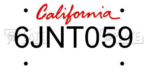 6JNT059 California License Plate