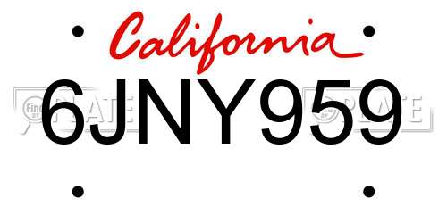 6JNY959 California License Plate