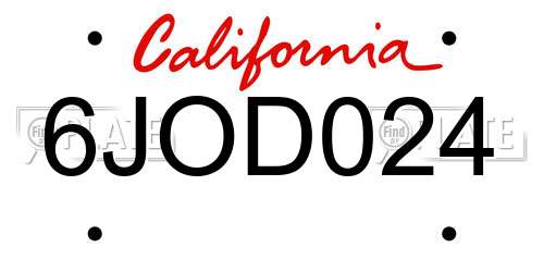 6JOD024 California License Plate
