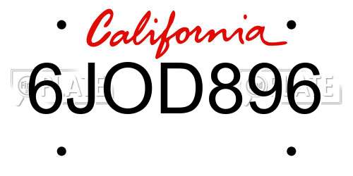 6JOD896 California License Plate