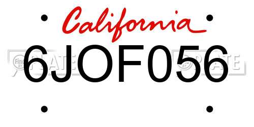 6JOF056 California License Plate
