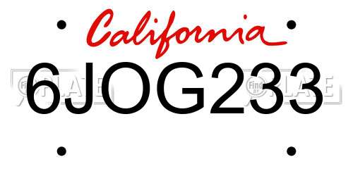 6JOG233 California License Plate
