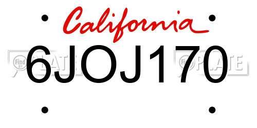6JOJ170 California License Plate