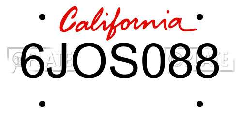 6JOS088 California License Plate