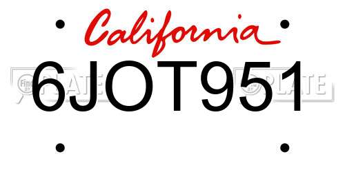 6JOT951 California License Plate