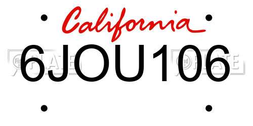 6JOU106 California License Plate