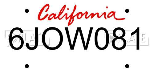 6JOW081 California License Plate
