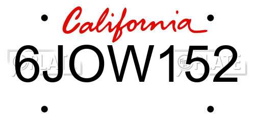 6JOW152 California License Plate