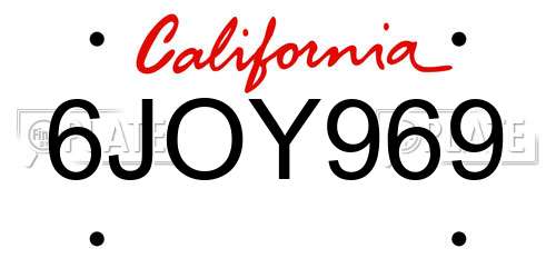 6JOY969 California License Plate