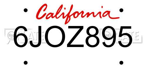 6JOZ895 California License Plate