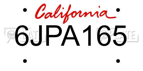 6JPA165 California License Plate