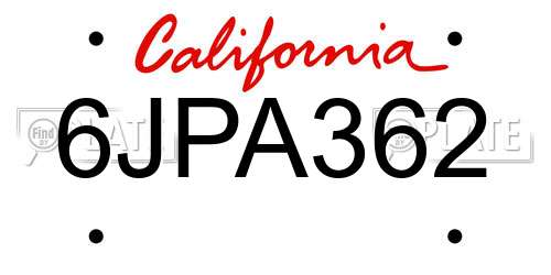 6JPA362 California License Plate