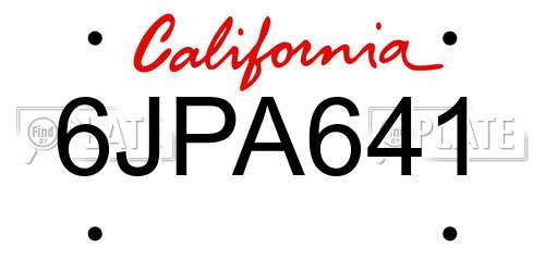 6JPA641 California License Plate