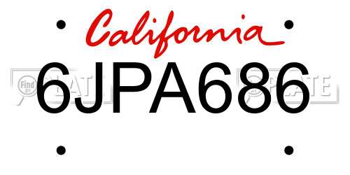 6JPA686 California License Plate