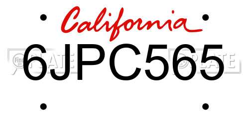 6JPC565 California License Plate