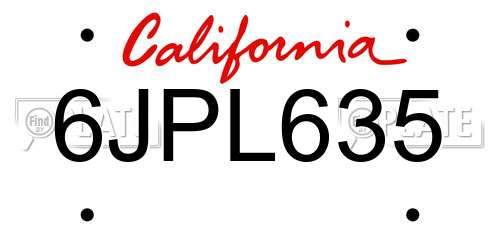 6JPL635 California License Plate