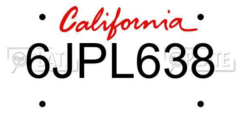6JPL638 California License Plate