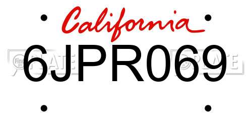 6JPR069 California License Plate