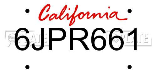 6JPR661 California License Plate