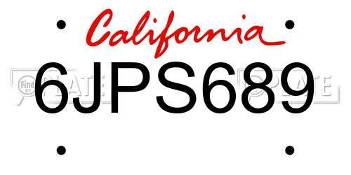6JPS689 California License Plate