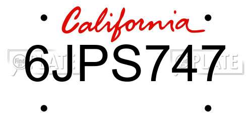6JPS747 California License Plate