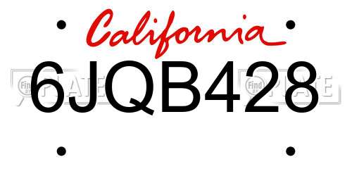 6JQB428 California License Plate