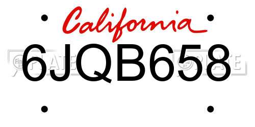 6JQB658 California License Plate