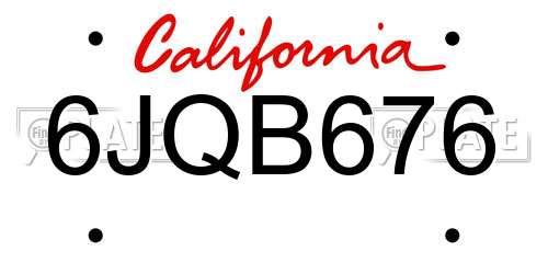 6JQB676 California License Plate