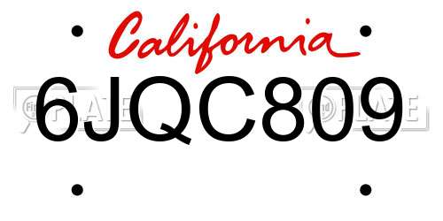 6JQC809 California License Plate