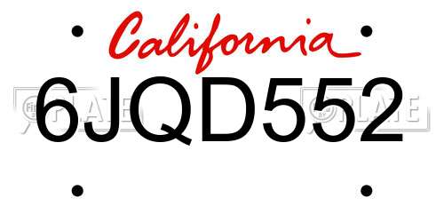 6JQD552 California License Plate