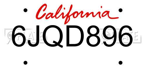 6JQD896 California License Plate