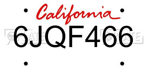 6JQF466 California License Plate
