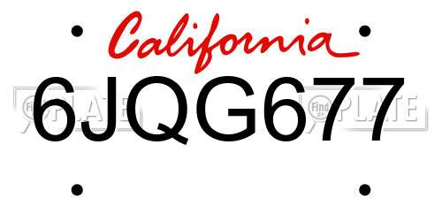 6JQG677 California License Plate