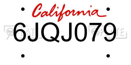 6JQJ079 California License Plate