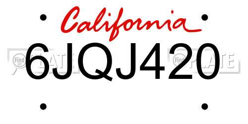6JQJ420 California License Plate