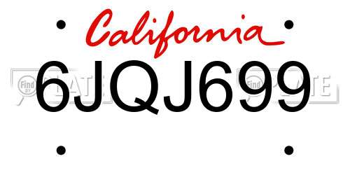 6JQJ699 California License Plate