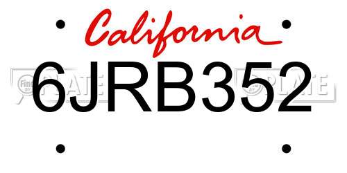 6JRB352 California License Plate