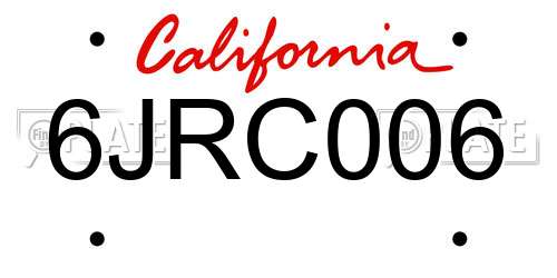 6JRC006 California License Plate