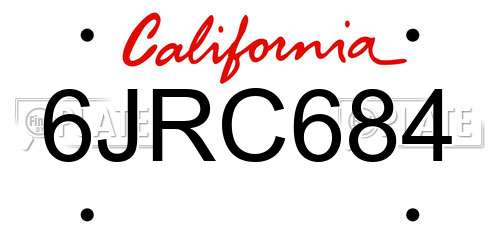 6JRC684 California License Plate