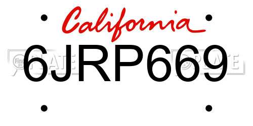 6JRP669 California License Plate