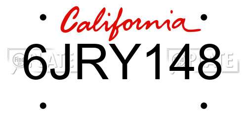 6JRY148 California License Plate